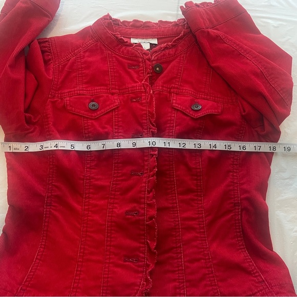 Women's Red Button-Up Jacket - Picture 6 of 7